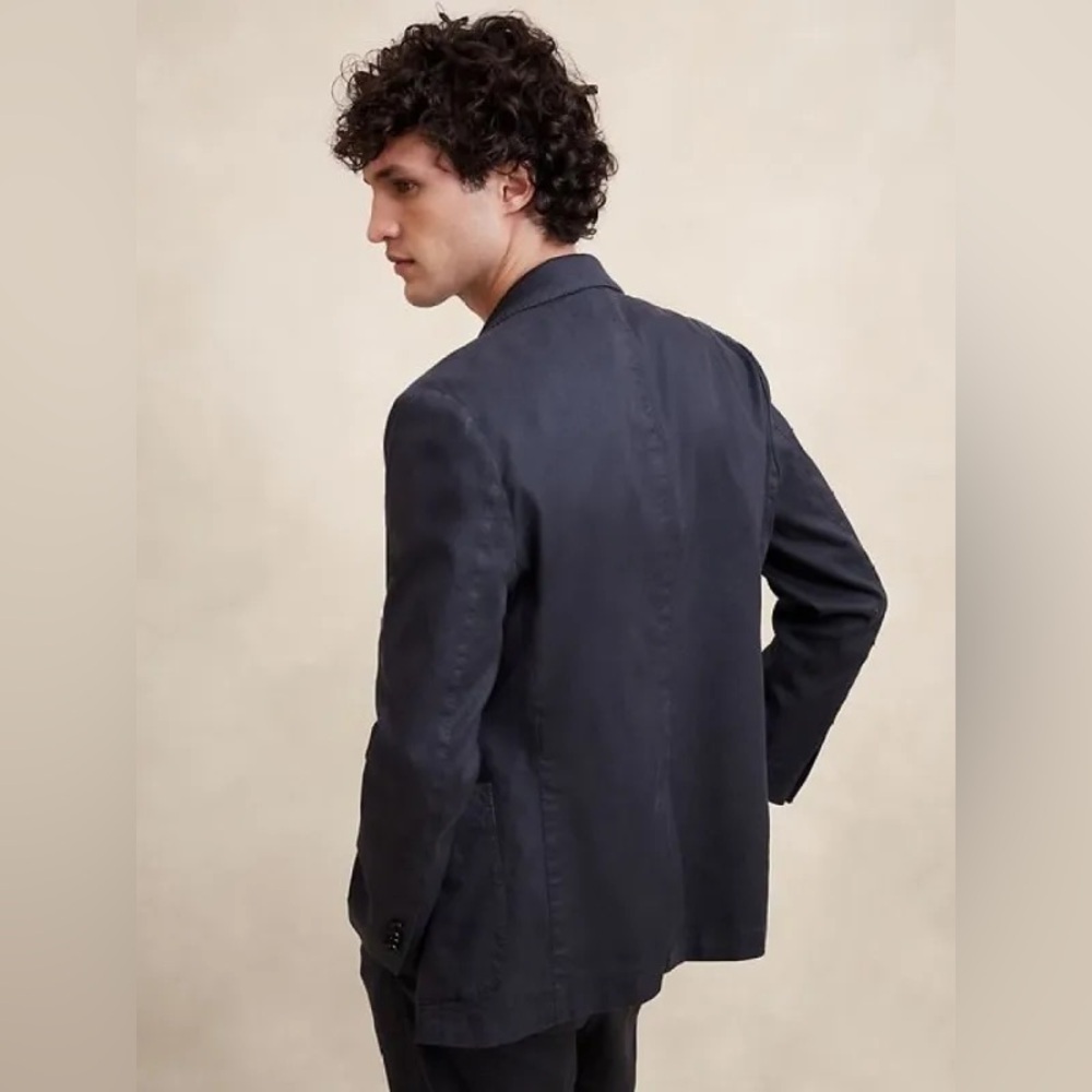 NWT! Banana Republic Dark Navy Traveler Linen-Cotton Blazer - Size 36 🧤 - Picture 2 of 5
